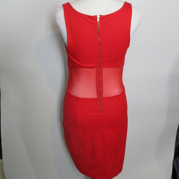 Express Women's Red Cocktail Style Dress w Mesh Panels Size 6 - Picture 6 of 6